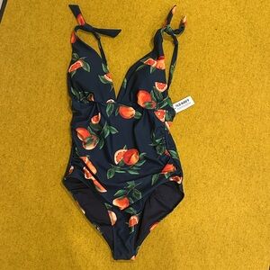 Old Navy Women's One Piece Swimsuit - Navy and Orange